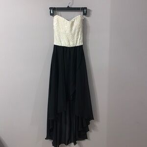 White sequins and black high low Windsor dress XS